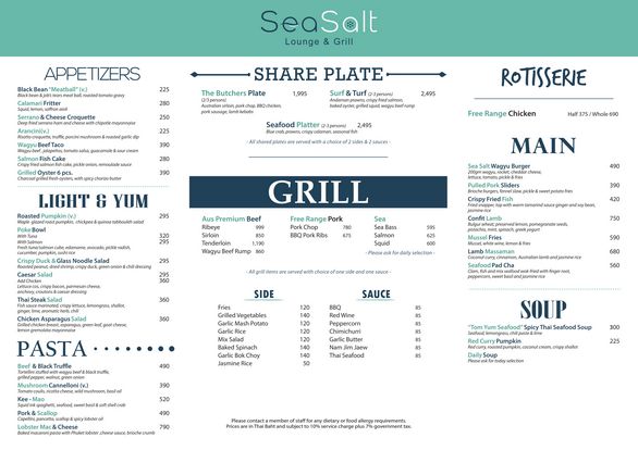 Menu - Sea Salt Lounge &amp; Grill